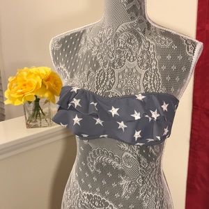 Xhilaration Grey Ruffle Bandeau w/ White Stars
